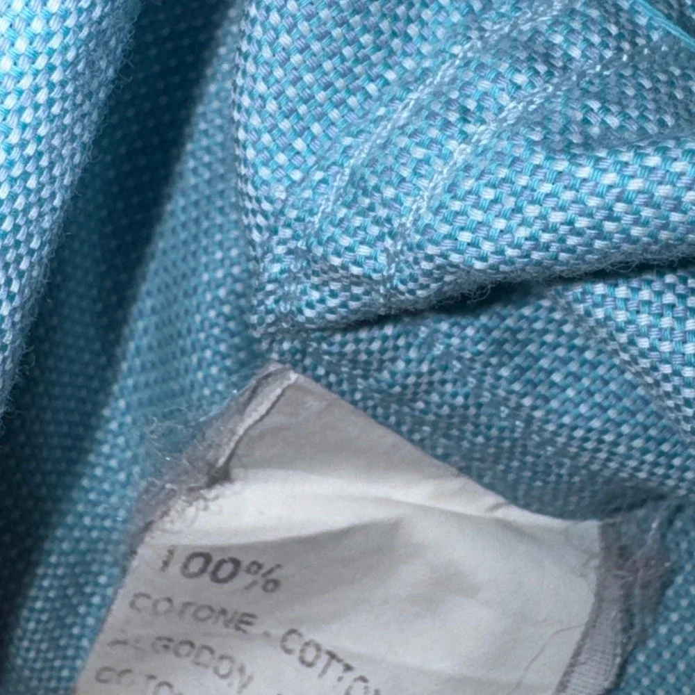 Ermenegildo‎ Zegna Size M Light Blue Cotton Textured Button Down Shirt